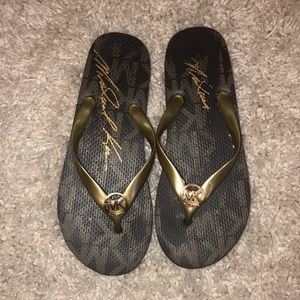 Michael Kors Logo Charm Flip Flops